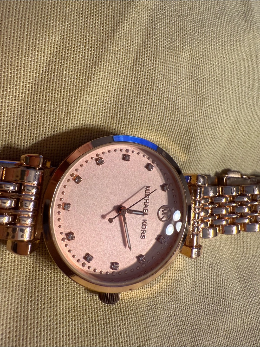 Michael Kors Rose Gold Toned Crystal Accent Bracelet Watch